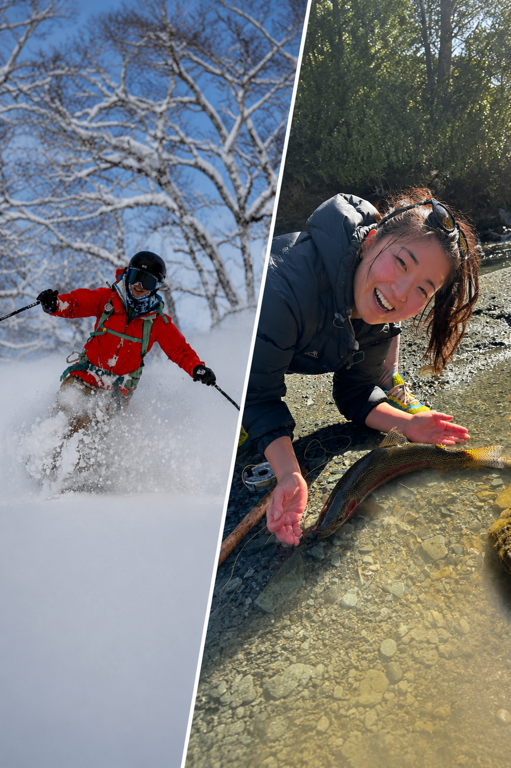 Yu Isogai - skiing in JAPOW powder and fishing in Japan
